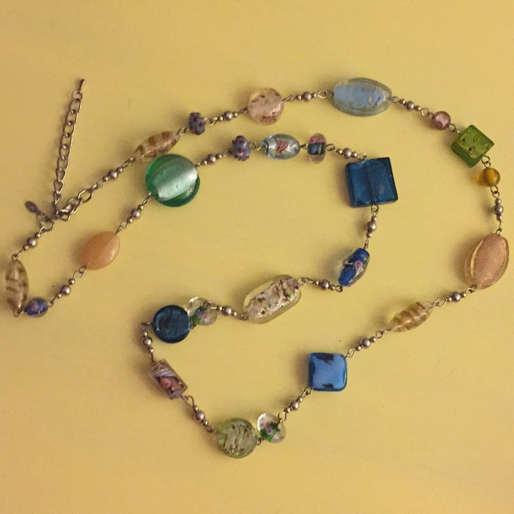 Multicolored beaded necklace with Abstract beads.